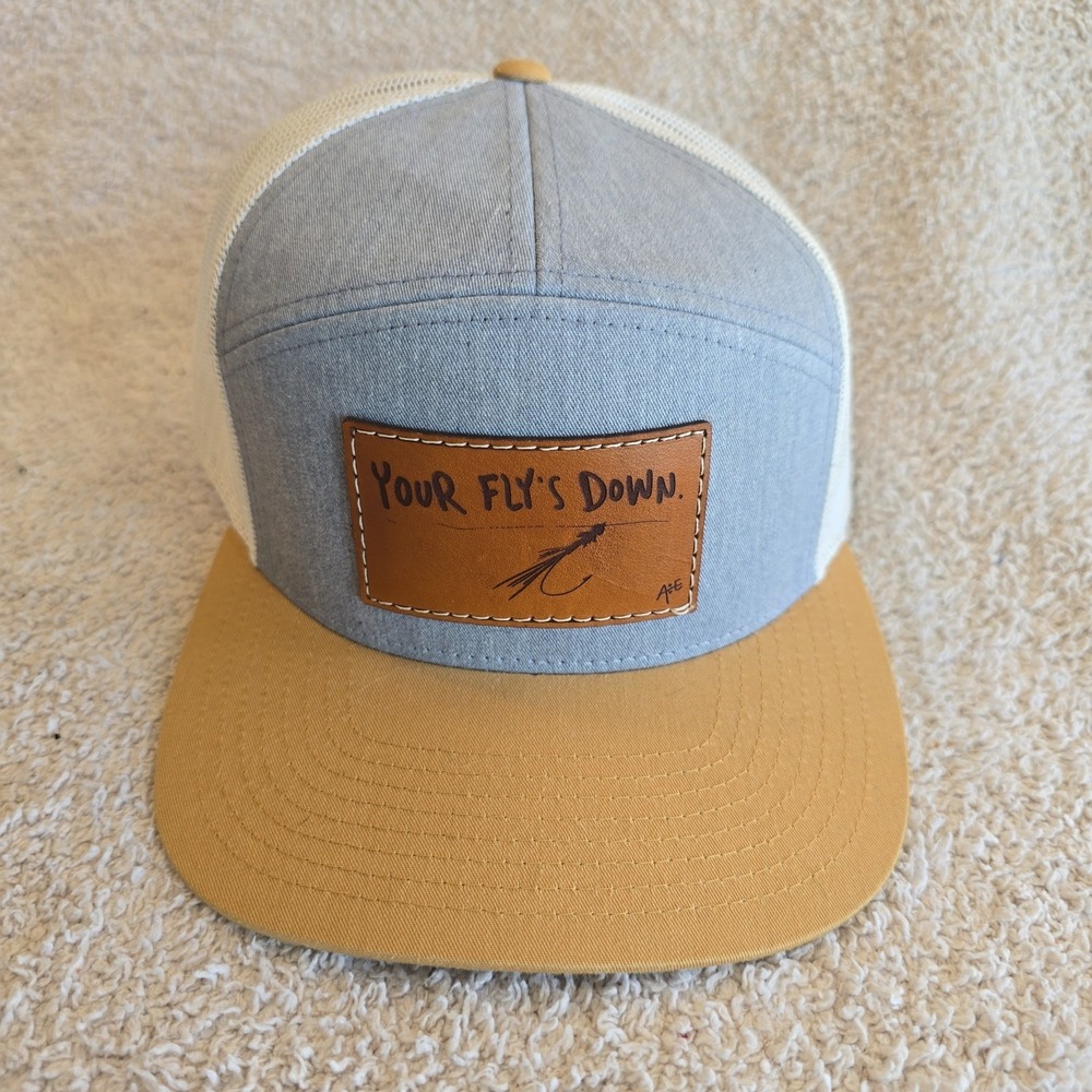 Alexis Hove Studio Snapback Hat Cap "Your Fly's Down" Fly Fishing Motif